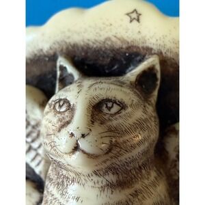 Vintage Cat Brooch Pendant Pin Signed "All Cats Go To Heaven" Angel Badeau